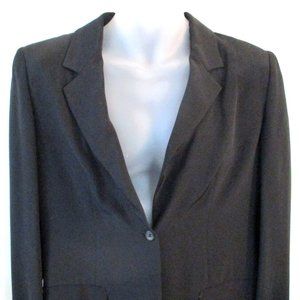 Prada Women's Single Breasted 100% Silk Size 44 Dark Blue Blazer